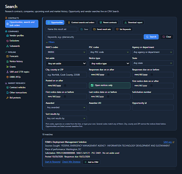 Search with purpose: SAM Submit application screenshot